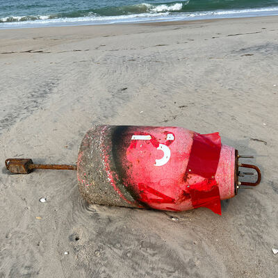 Buoy -we dragged it well above high tide hoping CHNS beach patrol will take care of it