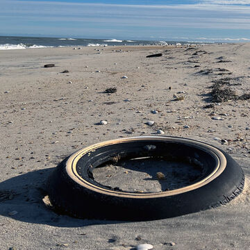 beach trash tire